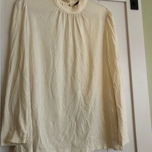 NWOT Banana Republic Cream Jersey Blouse with Ruffle High Neck